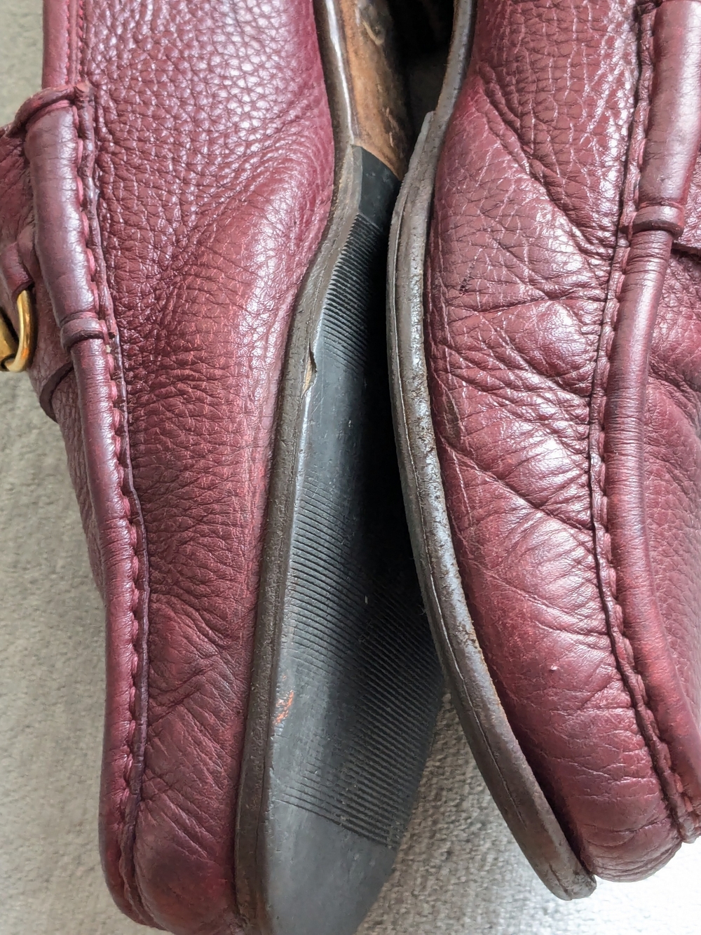 Gucci Men's Burgundy Pebbled Leather Horsebit Loafers US 11.5 - Picture 6 of 15